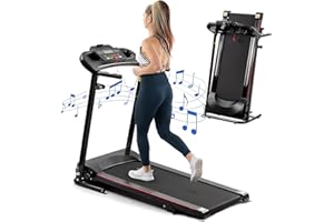 LIVSPO Folding Treadmill with Incline 2.5HP 120KG Weight Capacity Electric Treadmill for Home Foldable Bluetooth 12 km/h Holder Heart Rate Sensor Walking Running Machine for Home Exercise Fitness
