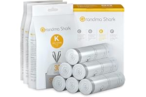 GRANDMA SHARK 38-48L UP TO 55L Bin Bags Liners Drawstring Trash Bag, Handle Waste Bags, 90 Garbage Bag, Super Strong, Anti-drip Unscented, 60 × 74 cm