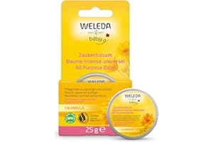 WELEDA Baby Balsamo Multiuso Calendula, per guance e mento arrossati e irritati dalla saliva durante la dentizione, contro la secchezza della pelle in caso di clima freddo (1x25g)