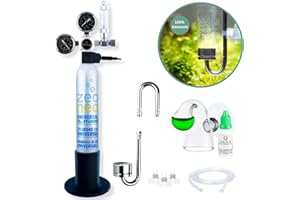 Q-Grow CO2 Anlage Aquarium Komplettset inkl. CO2-Zylinder – einfach und universell - Inkl. Edelstahl Diffusor, Dauertest, Druckminderer, 425g CO2 Flasche,bis 1000L