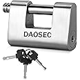 DAOSEC 80mm Heavy Duty Padlock with 3 Keys, 1/2" (12mm) Thick Shackle Stainless Steel monobloc Lock secures garages, containers, Sheds, shutters, lockers, Gates and Warehouses. (1 Pack)