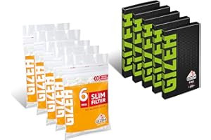 ‎GIZEH Gizeh 5 x Black Fine Grüne Schrift Papers 100 Blättchen + 5 x Slim Filter 6 mm Klebefläche TTNS54HU217