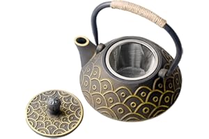 HwaGui Théière en Fonte Japonaise avec Filtre en Acier Inoxydable qui Permet d'infuser Thé Noir 800ml