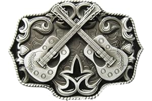 Jean's Friend New Vintage Western Country Cross Guitar Music Belt Buckle Gürtelschnallen (With Enamel)