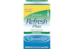 Refresh Plus Lubricant Eye Drops, 50 Single-Use Containers, 0.01 fl oz (0.4mL) each Sterile