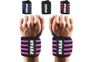FEVAN Pack 2 Polsini Palestra Regolabile - Polsiere Palestra Professionali - Fasce Polsi Palestra per Uomo & Donna - Fasce Palestra per Fitness, Crossfit, Gym, Bodybuilding (Nero) (rosa)