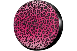 FORUIDEA Pink Leopard Print Spare Tire Cover Waterproof Dust-Proof UV Sun Wheel Tire Cover Fit for Jeep,Trailer, RV, SUV and Many Vehicle 17 Inch