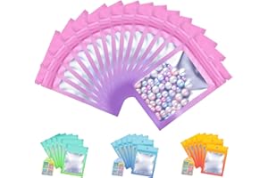 Plaphy 100 Sacchetti Mylar in Alluminio Richiudibili con Finestra, Bustine Mylar con Zip per Alimenti, Buste Ermetiche per Confezionamento e Conservazione Alimentare (Rosa e Viola, 12 x 18 cm)