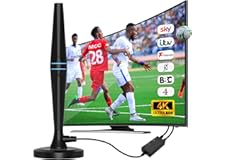 FADISH TV Aerial Indoor - TV Aerial 250+ Miles Range - Digital Freeview TV Aerial with Amplifier Signal Booster - TV Atenna I