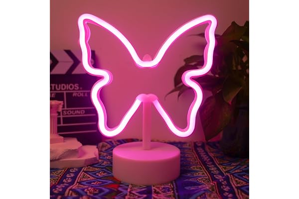 Aslanka Enseigne lumineuseLumière LED papillon lumineuse-décoration de base veilleuse USB/sans batterie, cadeau de célébration d'anniversaire, décoration de chambre d'enfants au LED