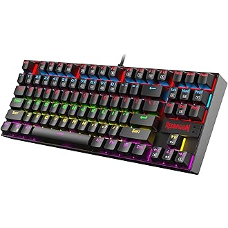 Redragon Kumara K552 Rainbow LED Backlit TKL Ten Key-Less Mechanical Wired Gaming Keyboard Without Numlock Keys (Black)