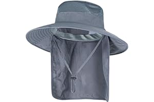 Rosoz Cappello da pescatore da uomo Safari, cappello da trekking da donna, cappello da pescatore UPF 50+, protezione UV con collo