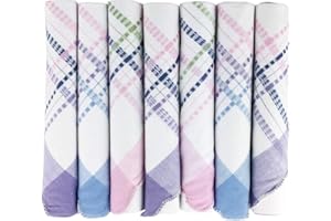 WARWICK & VANCE 7 weiße Damen-Taschentücher mit Leno-farbigen Rändern und gewelltem Saum, 100 % Baumwolle, 29 x 29 cm, weiß, One size