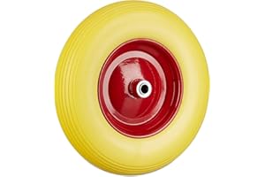CLASHOP Ruota per Carriola 4.80 4.00-8 in Gomma Piena Cerchione di Acciaio, Antipanne, Carico max 100 kg, Giallo-Rosso