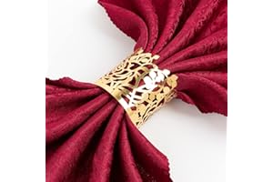 ESLOYSUN Lot de 100 Ronds de Serviette Anneau Papier de Serviette d'aluminium découpés au Laser pour décoration de Table de Mariage événements spéciaux et Services de Restauration (Doré)