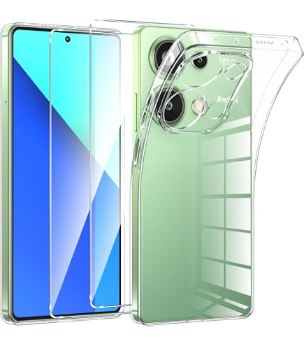 Cover Per Xiaomi Redmi Note 13 4G Trasparente Antiurto + 2 Pellicole In Vetro Temperato – Custodia Sottile TPU