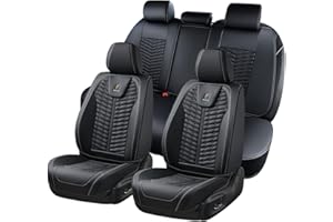 ‎FLORICH FLORICH Florcih Autositzbezüge, Premium Leder-Vorder und Rücksitzbezüge, 5 Stück, universelles Auto-Innenausstattungs-Set, universell passend für die meisten Autos, Limousinen, SUVs und LKWs, schwarz