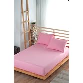 Formeya Lastikli &Ccedil;arşaf Takımı%100 Pamuk (yastık Kılıflı) (Pudra, 90 x 190)