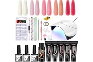 VANREESA Kit Uñas de Gel 5 Colores Gel de Extensión de Uñas con U V Lámpara Kit de Gel Extensión con Mate Top Base Coat Kit Uñas Gel Regalos para Mujeres