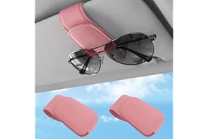 TCJJ Sunglasses Holders for Car Visor,Car Magnetic Glasses Holder Leather Sunglasses Clip and Ticket Card Clip Suitable for Car Interior Visor and Different Size Eyeglasses. (Pink/2 Packs)
