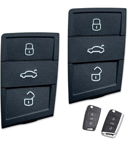 Lot De 2 Boutons Caoutchouc Pour Clé Voiture 3 Boutons - Compatible VW, Skoda, Seat - Remplacement Usure - 8