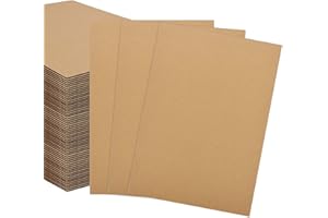 APACALI Lot de 50 feuilles de carton ondulé A3, 400 x 300 mm, 2,5 mm d'épaisseur, grand format pour travaux manuels, emballage - Marron