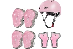 LANOVAGEAR Casco y Protecciones para niño Ajustable Infantiles Set Rodilleras Coderas Muñequeras para Bicicleta Scooter Ciclismo Rodillo Patinaje