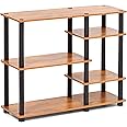 Livzing Turn N Tube 5 Tier Kitchen Storage Rack-Wooden Microwave Oven Stand with Open Storage Rack-Book Shelf for Home,Office,Library-Open Shelf Storage for Kitchen,Living Room-Brown