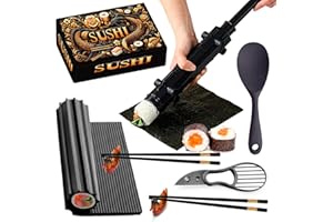 Pukpu Kit Sushi Complet - Sushi Maker, Appareil à Sushi et Maki Automatique, Machine à Sushi, Moule Sushi, Set de Sushi, Accessoires pour Fabrication de Sushis et Cuisine Asiatique