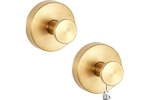 FANGCCC 2 Pcs Vacuum Suction Cup Hooks, Shower Holder, Self Adhesive Towel Hanging Hooks, Stainless Steel Waterproof Heavy Duty for Bathroom Kitchen Glass Door (2, Gold)