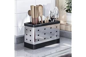 Hosoncovy Countertop, posate per asciugatrici, portaposate, porta stoviglie, contenitore da tavolo, forchetta separata, bacchette, posate da cucina, organizer per utensili (argento)
