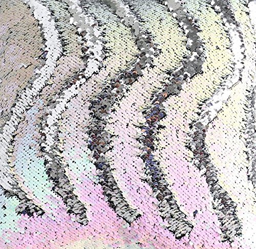 TRLYC 10ftx20ft Iridescent and Silver Reversible Sequin Backdrop Sparkly Sequin Curtain for Baby Shower