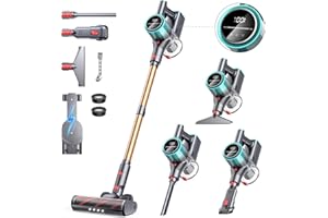 Powerffy Cordless Vacuum Cleaner 550W/45Kpa/60Min, Stick Vacuum Cleaners Cordless Powerful with Charging Dock Self-Standing Lightweight Vacuums with Anti-Tangle Brush for Carpet/Hard Floor/Pet Hair