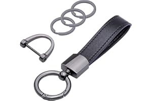 Wisdompro Portachiavi per auto in vera pelle, universale, resistente, portachiavi in pelle, per uomini e donne, nero, 5 inches