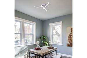 ALLOMN LED Ceiling Light, Chandelier Lamp Modern Curved Design Ceiling Light with 3 PCS Waved Light For Living Room Bedroom Dining Room (Curved 21W Cold White)