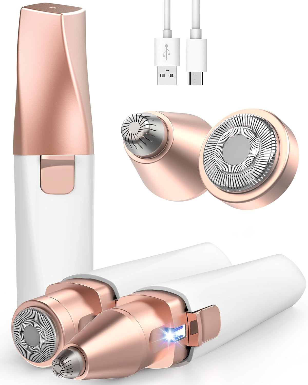 Rasuradora Facial Mujer recortadora de cejas electrica: iFANZETECH Rasuradora Facial Electrica Eliminar el Vello sin Dolor con Luz Smartlight Labio Superior, Barbilla, Mejillas y Cejas Regalo Mujer
