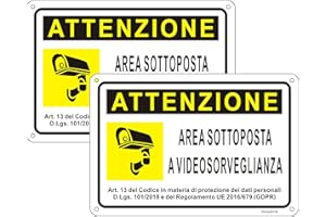 Goodvia Cartello area Videosorvegliata Metallo 15x22cm, Segnaletica Videosorveglianza Alluminio Targa Videosorveglianza Riflettente, Impermeabile e Resistente ai Raggi UV Adatti per Case e Aziende