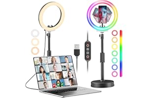 PEYOU Ring Light with Stand & Phone Holder, 10" 【26 RGB & 3 Daily Light Modes 】Ring Light for Desk for Live Streaming/Video/Makeup/YouTube/Tiktok/Vlog