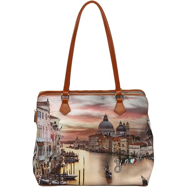 YNOT? Borsa Shopping Small Yes Bag – Stampa Città, Pratica E Chic Per L'Uso Quotidiano