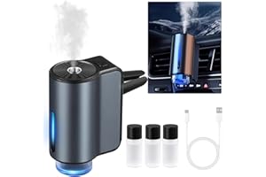 LUQIXCEY Car Diffuser Air Freshener, Smart Car Air Freshener with 3 Perfumes, Universal Rechargeable Intelligent 3 Modes/Colour, Auto On/Off, Electric Air Freshener with Nano Atomization Technology