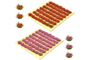LANSKYLAN 2 PCS Modelo de Césped Estático Modelo Árbol Césped Accesorios de Hierba Estática en Miniatura Hierba Estática Césped Estático Autoadhesivo para Modelismo Wargame Ferroviario (Rosa y Rojo)