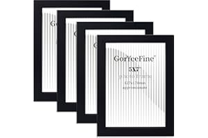 GORYEEFINE Black 5X7 Inch Wooden Boxed Picture Frame Set of 4,7X5'' Boxed Gallery Picture Frame Set of 4 with Glass Windows,Modern Fhoto Frame for Wall or Tabletop