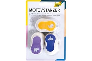 folia 7022 - Motivstanzer, Motivlocher, 3er Set, Hase, Libelle und Elefant