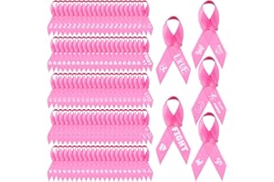 HAISHELL 100 PCS Breast Cancer Awareness Pink Ribbon Pins Hope Power Love Fight Cancer Theme Fabric Brooch with Safety Pins Bulk for Charity Recognition Public Event Fundraiser Survivor Campaign