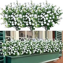 8 Mazzi Di Fiori Artificiali Morning Glory Per Esterni - Resistenti UV In Seta Finta - Colori Bianco, Giallo, Viola, Rosa - 35 Cm - 3