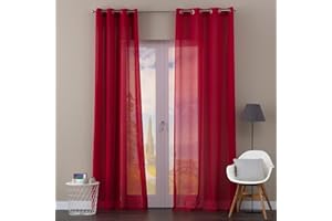 Linea oro Tenda Finestra/Balcone con Occhielli Tenda a Pannello Tende a Vela Trasparente per Soggiorno e Camera da Letto Modello Tenda Brasilia Rosso cm 140x280