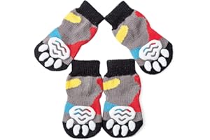 Akopawon 4 Pezzi Calzini Antiscivolo per Cani e Gatti Proteggi Zampe Calzini Controllo trazione per Interni, Calze per Cuccioli Cane e Gatto con Rinforzo in Gomma,Taglia S - 3XL per Cani 1.0-22.5kg