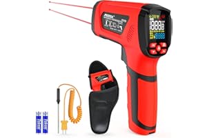 Termometro a Infrarossi MESTEK Digitale Laser Alta Temperatura -40°C~2000°C 50:1 Pirometrocon K-Probe Senza Contatto LCD Regolabile Emissività Allarme per Cucina Forgia Industriale HVAC Forno