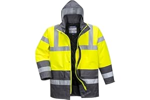 Portwest Parka De Alta Visibilidad Contrast Traffic, Tamaño: XL, Color: Amarillo, S466YERXL