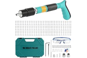 ZHFEIIRU Manuelle Nagelpistole mit 110 Rundnägeln, tragbar, Schalldämpfer, regulierbar, aus Stahl